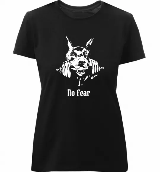 Жіноча преміум футболка No fear doberman Чорний фото