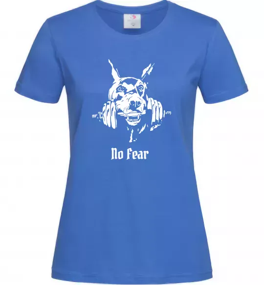 Жіноча футболка No fear doberman Яскраво-синій фото