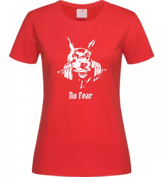 Жіноча футболка No fear doberman Червоний фото