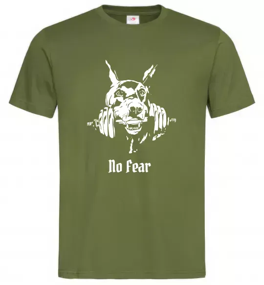 Чоловіча футболка No fear doberman Оливковий фото
