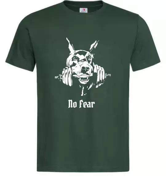Чоловіча футболка No fear doberman Темно-зелений фото