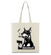 Еко-сумка Doberman with gun Бежевий фото