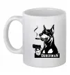 Чашка керамічна Doberman with gun Білий фото