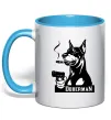 Чашка с цветной ручкой Doberman with gun Голубой Чашка с цветной ручкой Doberman with gun Голубой фото