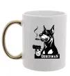 Чашка с цветной ручкой Doberman with gun Золото Чашка с цветной ручкой Doberman with gun Золото фото