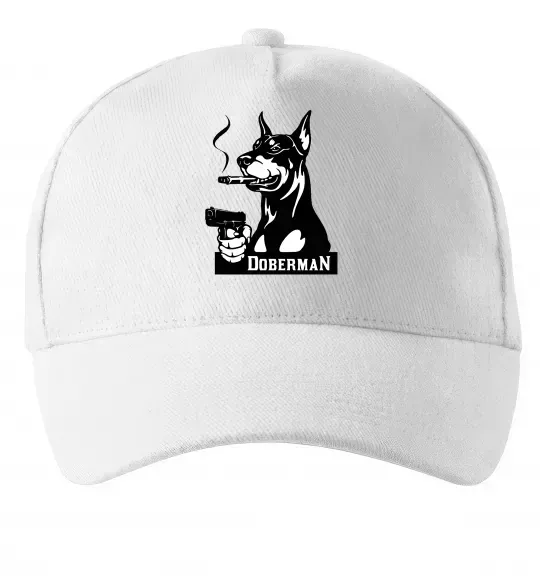 Кепка Doberman with gun Білий фото