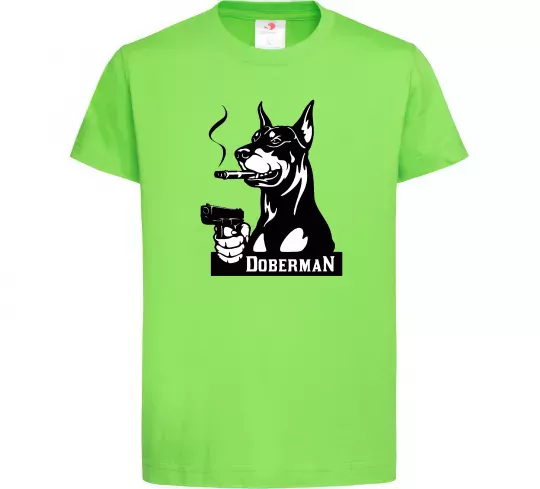 Дитяча футболка Doberman with gun Лаймовий фото
