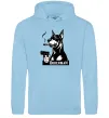 Мужская толстовка (худи) Doberman with gun Голубой фото