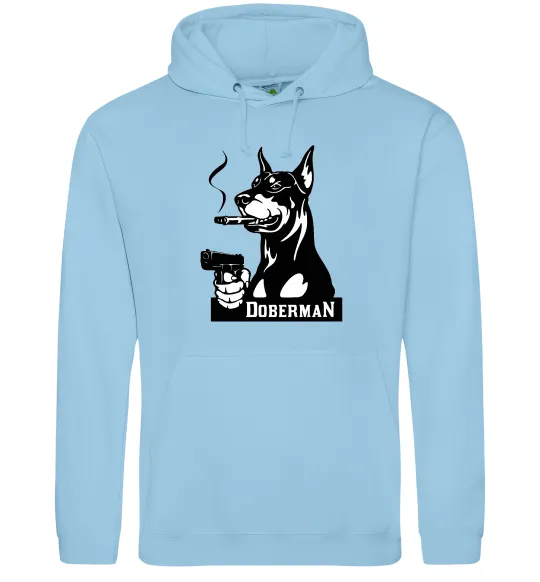 Жіноча толстовка (худі) Doberman with gun Блакитний фото