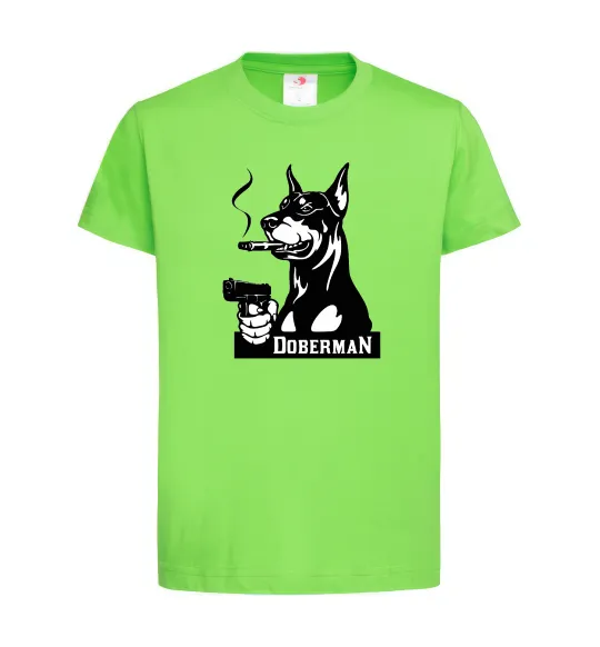 Дитяча футболка Doberman with gun Лаймовий фото
