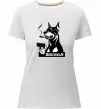 Жіноча преміум футболка Doberman with gun Білий фото