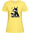 Женская футболка Doberman with gun Лимонный фото