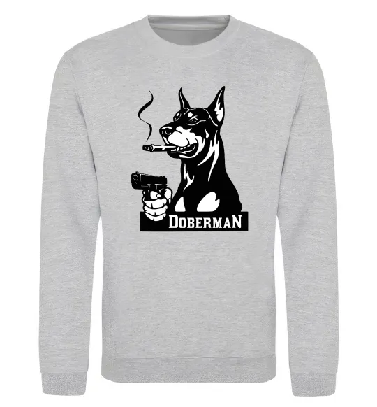 Свитшот Doberman with gun Серый меланж фото