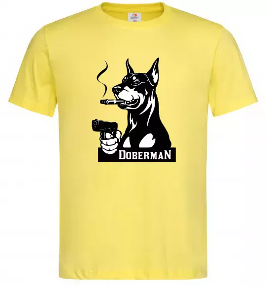 Чоловіча футболка Doberman with gun Лимонний фото