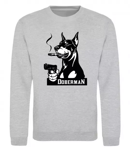 Свитшот Doberman with gun Серый меланж фото