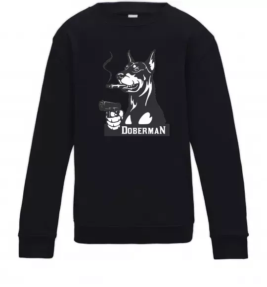 Детский Свитшот Doberman with gun Черный фото