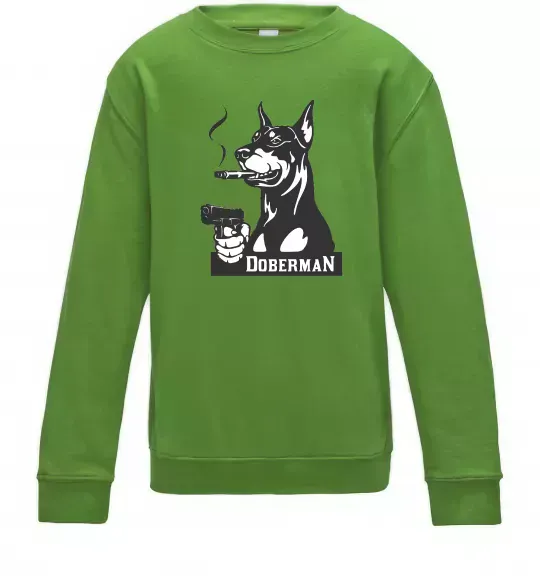 Детский Свитшот Doberman with gun Лаймовый фото