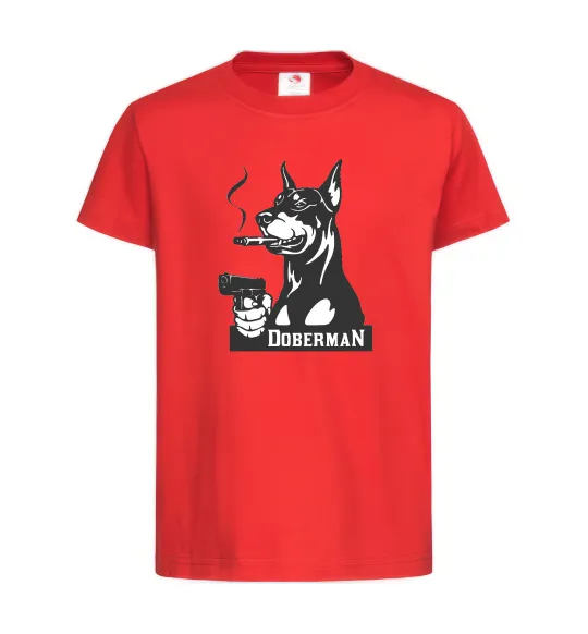 Дитяча футболка Doberman with gun Червоний фото