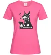 Женская футболка Doberman with gun Ярко-розовый фото