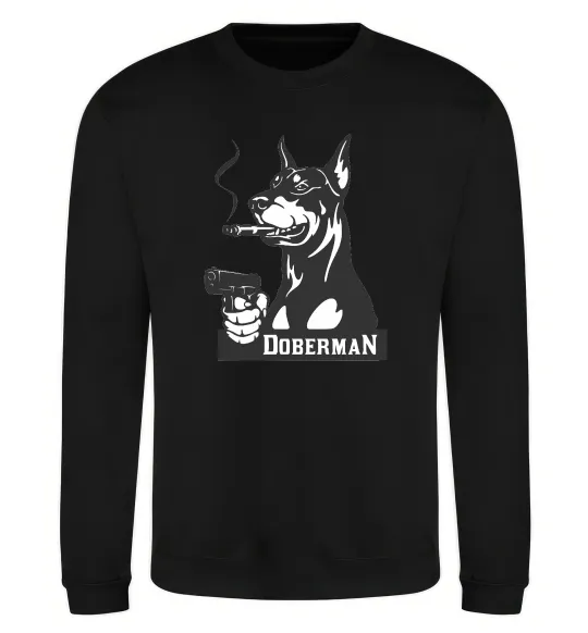 Свитшот Doberman with gun Черный фото
