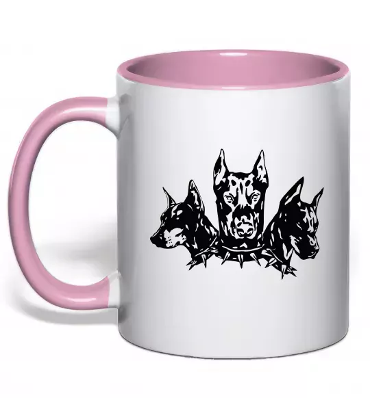 Чашка с цветной ручкой Doberman trio Нежно розовый фото