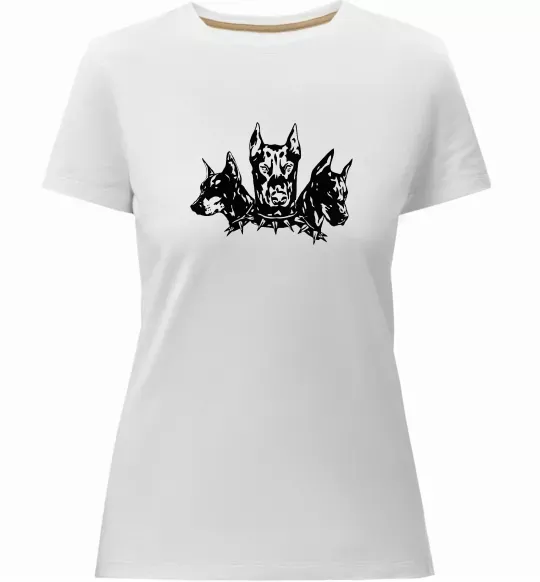 Женская премиум футболка Doberman trio Белый фото