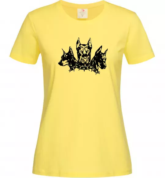 Женская футболка Doberman trio Лимонный фото