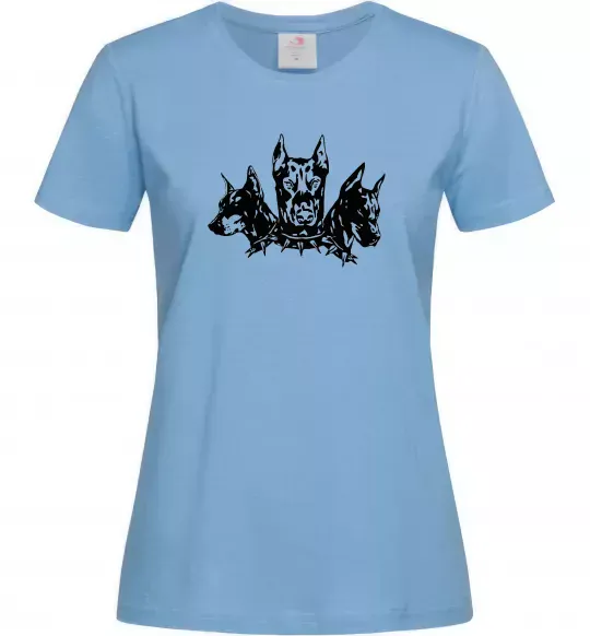 Женская футболка Doberman trio Голубой фото