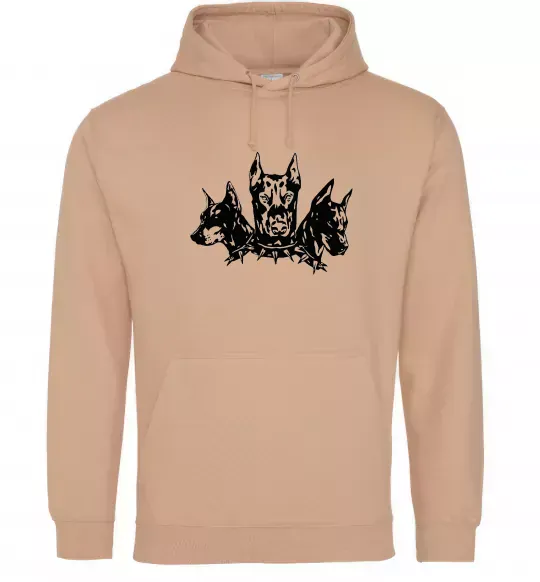 Мужская толстовка (худи) Doberman trio Песочный фото