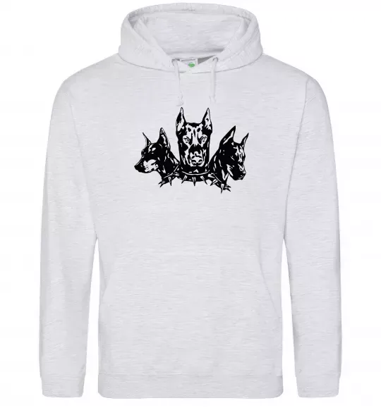 Женская толстовка (худи) Doberman trio Серый меланж фото