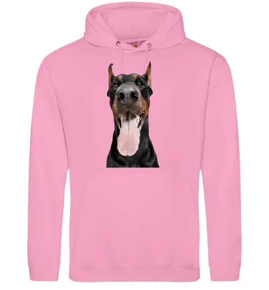 Женская толстовка (худи) Doberman tongue Розовый фото