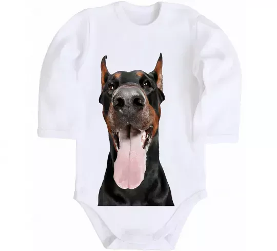 Детский боди Doberman tongue Белый фото