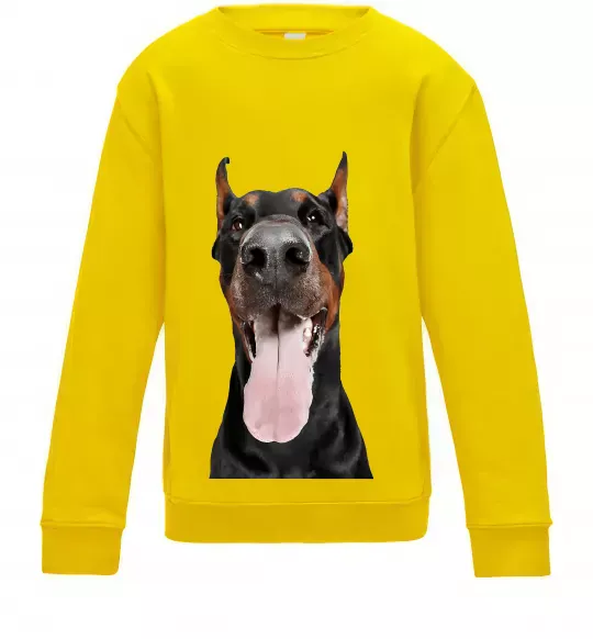 Детский Свитшот Doberman tongue Солнечно желтый фото