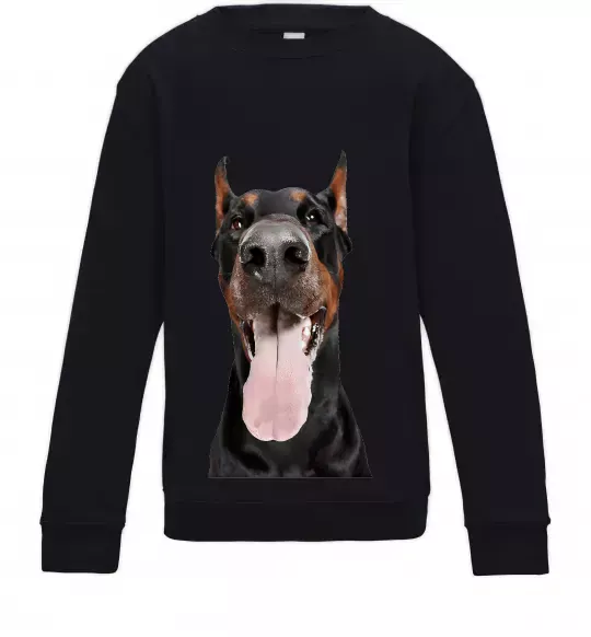 Детский Свитшот Doberman tongue Черный фото