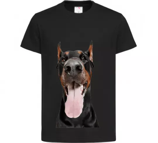 Дитяча футболка Doberman tongue Чорний фото