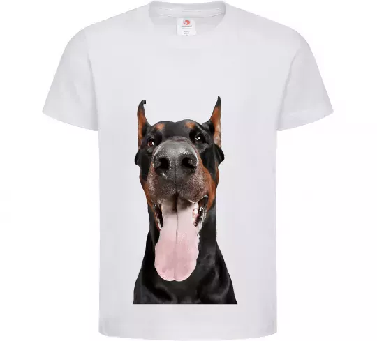 Дитяча футболка Doberman tongue Білий фото