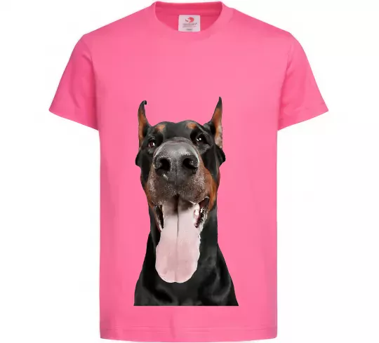 Дитяча футболка Doberman tongue Яскраво-рожевий фото