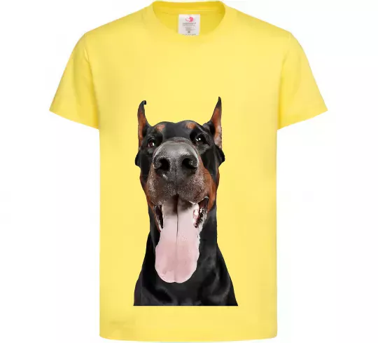 Дитяча футболка Doberman tongue Лимонний фото