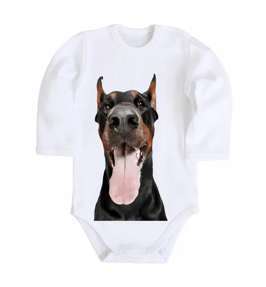 Детский боди Doberman tongue Белый фото