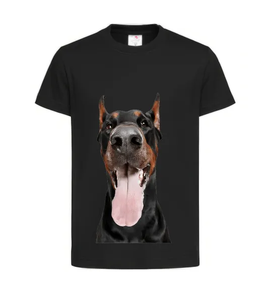 Детская футболка Doberman tongue Черный фото