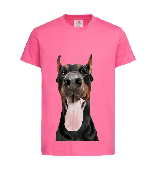 Детская футболка Doberman tongue Ярко-розовый фото