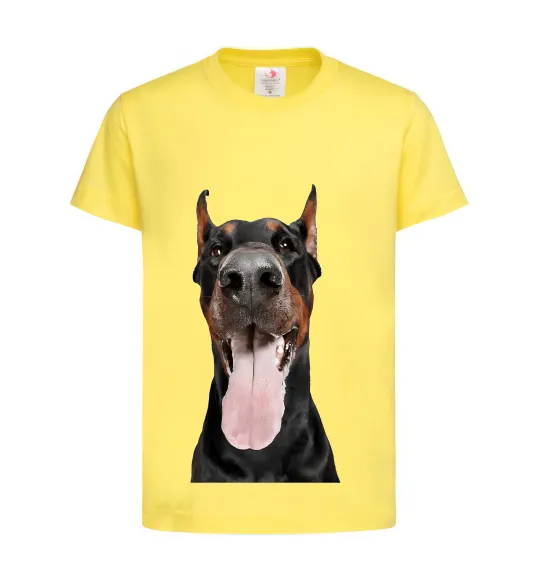 Детская футболка Doberman tongue Лимонный фото