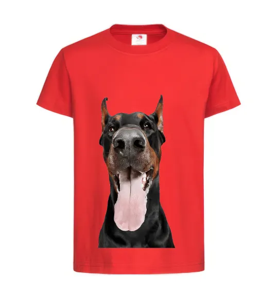 Детская футболка Doberman tongue Красный фото