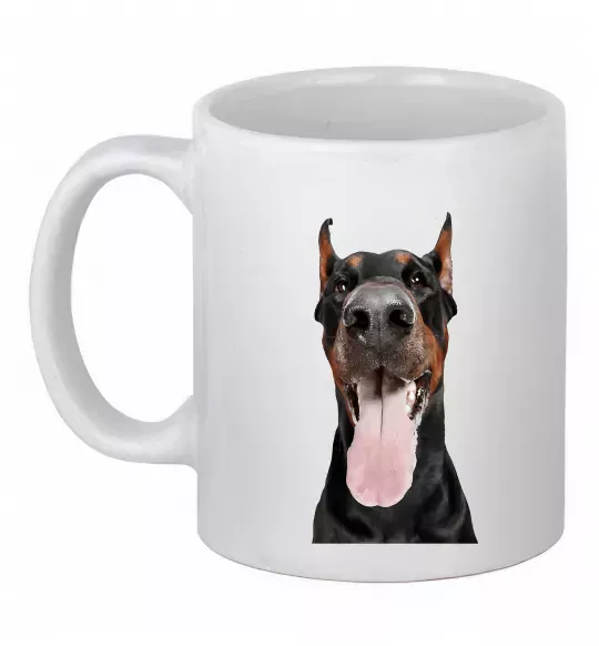 Чашка керамічна Doberman tongue Білий фото