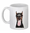 Чашка керамічна Doberman tongue Білий фото