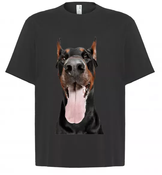 Футболка Оверсайз Doberman tongue Чорний фото