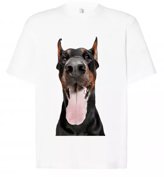 Футболка Оверсайз Doberman tongue Білий фото