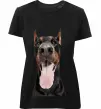 Женская премиум футболка Doberman tongue Черный фото