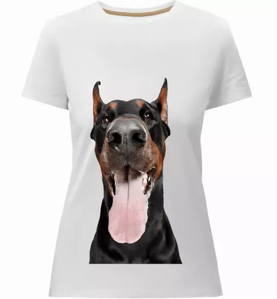 Женская премиум футболка Doberman tongue Белый фото