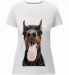 Женская премиум футболка Doberman tongue Белый фото